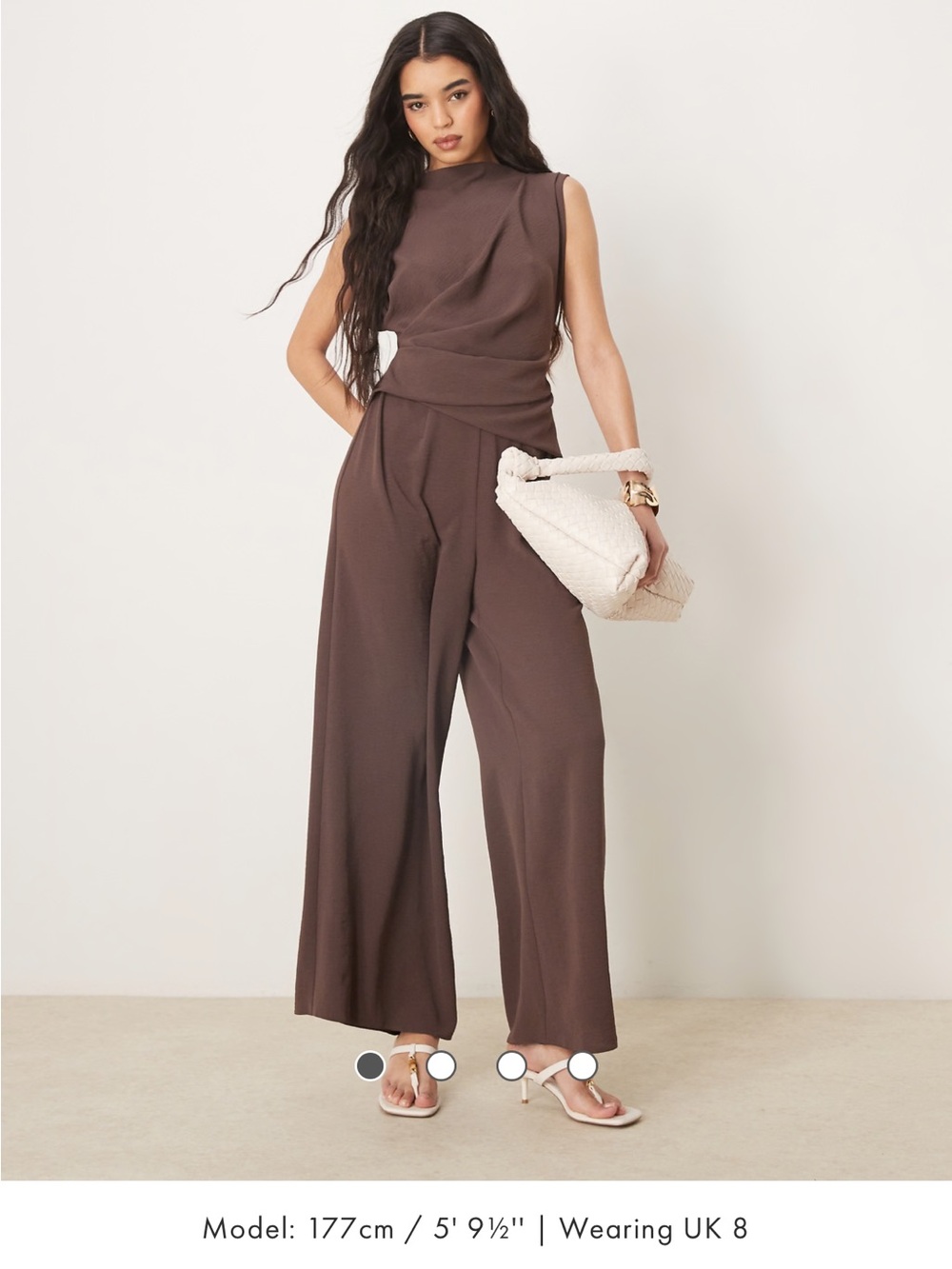 NWOT ASOS Sleeveless Wide-Leg Jumpsuit in Chocolate Brown